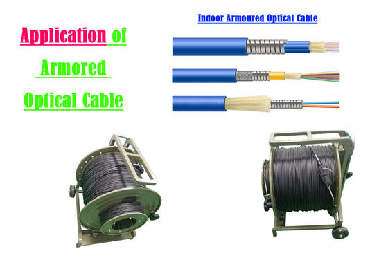 1 ~ 24 core Single Mode Armored Fiber Optic Cable Computer Room 0.9 Tube SOS Indoor