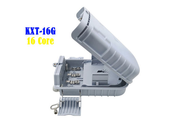 16 Core Fiber Optic Distribution Box Gray PC ABS PE Wall Hanging Pole Installation