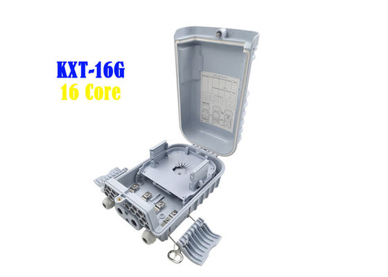 16 Core Fiber Optic Distribution Box Gray PC ABS PE Wall Hanging Pole Installation