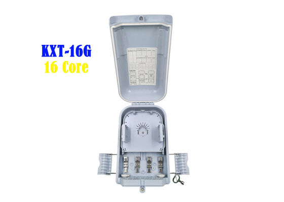 16 Core Fiber Optic Distribution Box Gray PC ABS PE Wall Hanging Pole Installation