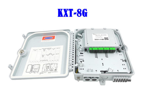 8 Core Fiber Optic Distribution Box Gray PC ABS Splitter Fiber Splicing LGX 1×8