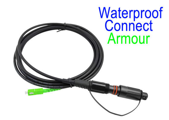 Black Fiber Optical Patch Cord LSZH G657A2 Corning Armour IP68 SC/APC 5.0 / 3.0