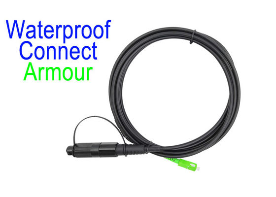 Black Fiber Optical Patch Cord LSZH G657A2 Corning Armour IP68 SC/APC 5.0 / 3.0