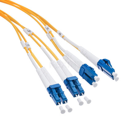 Yellow 8 Core MPO MTP to 4 LC Duplex SM Fiber Optic Patch Cord KEXINT FTTH / FTTX