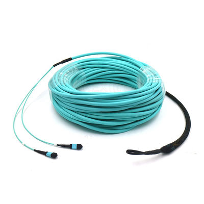 FTTH OM3 MPO To MPO Fiber Optical Patch Cord With Pulling Eye