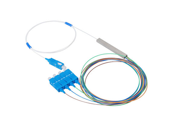 0.15db 1×4 Fiber Optic PLC Splitter SM 1650dB Wave 1650nm Multi Color
