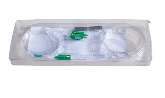 SM SC APC Fiber Optic PLC Splitter , 1x2 Optical Splitter 7.2db Insertion Loss