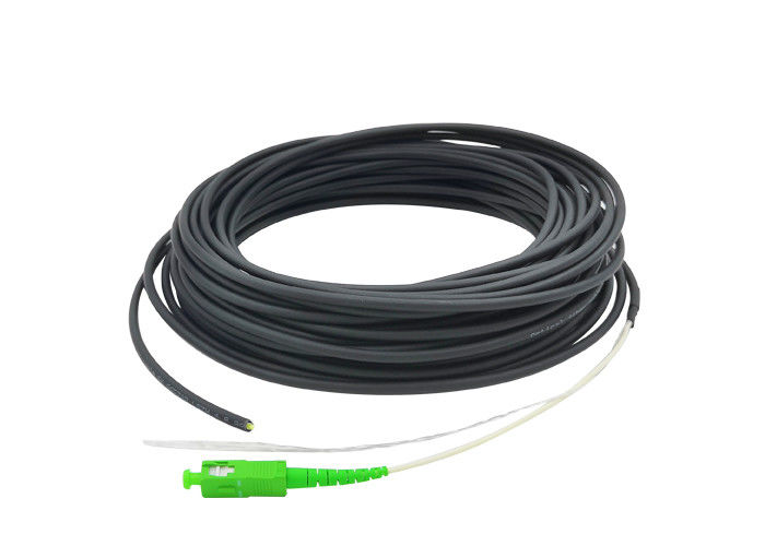 Black 4.0 FTTH Drop Cable Fiber Optical Patch Cord With 2.0 Connector SC/APC